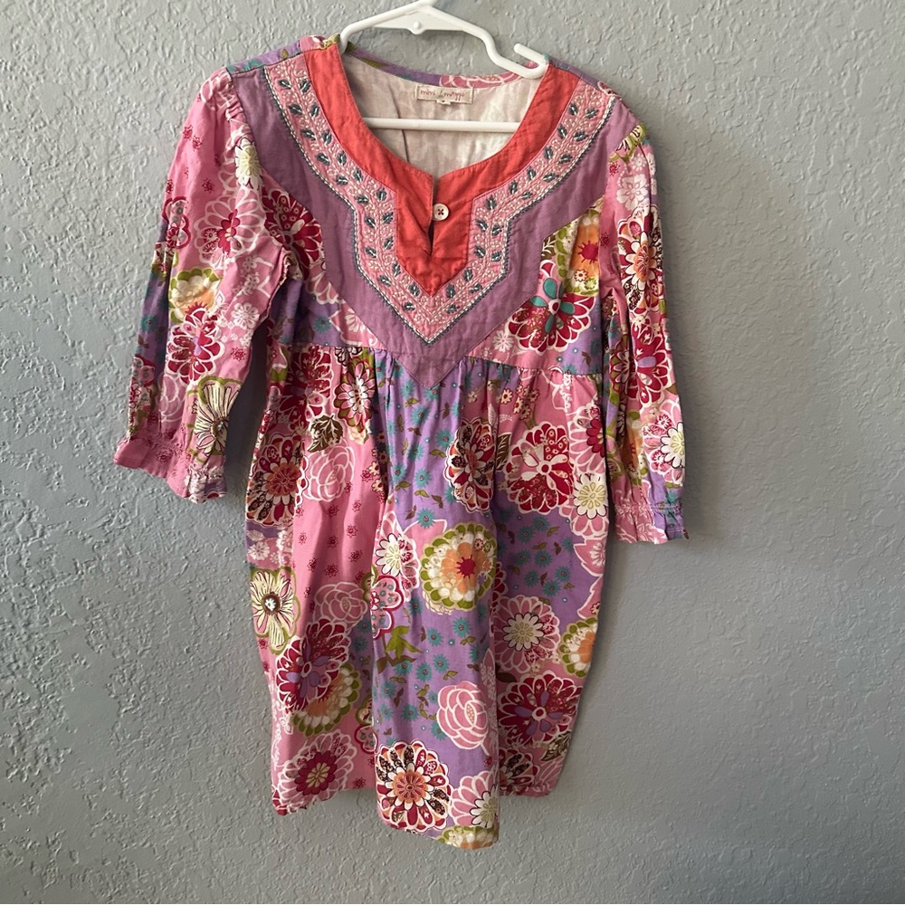 Mimi & Maggie Girls Floral Boho Embroidered dress 6
